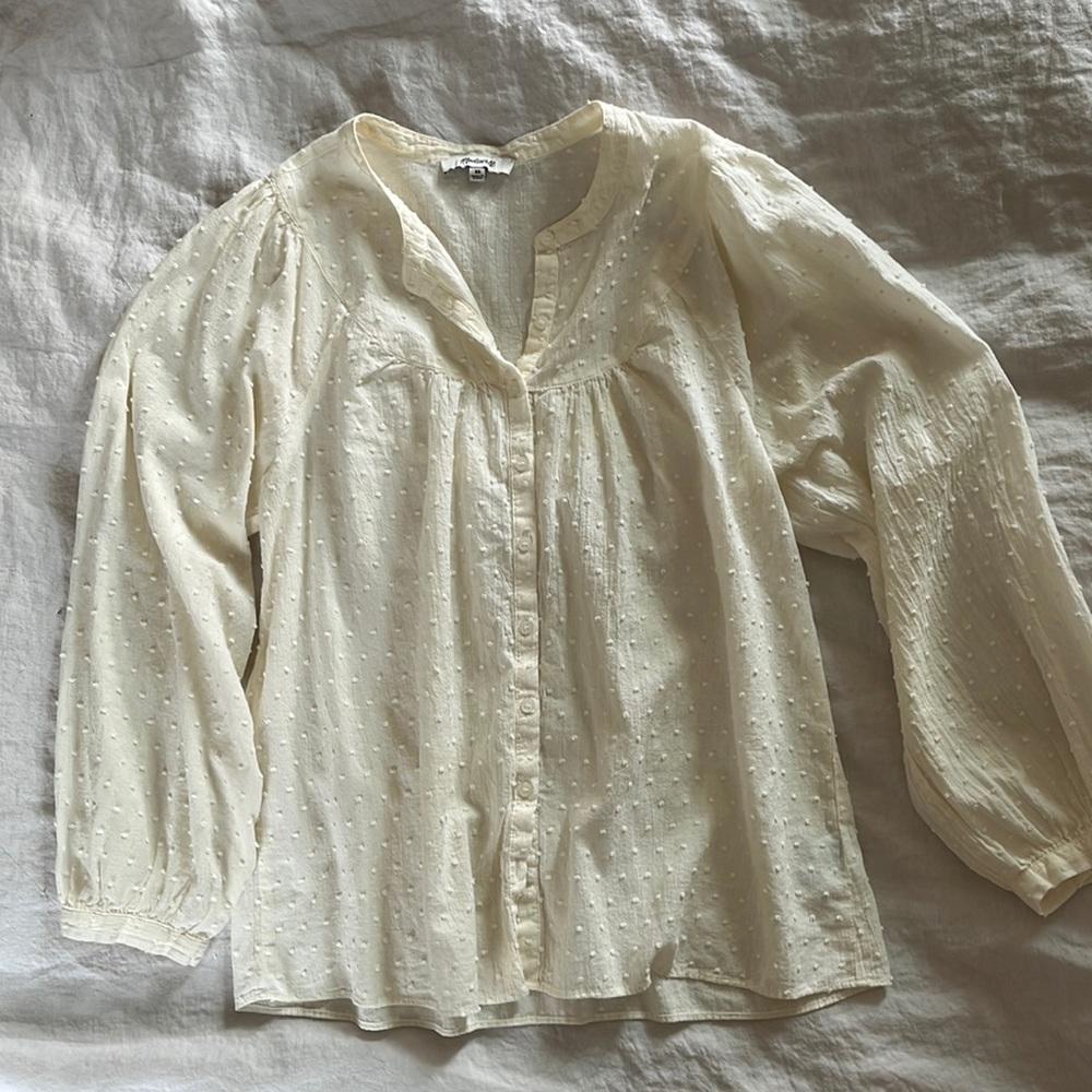 Madewell long sleeve button down light cotton blouse, XS